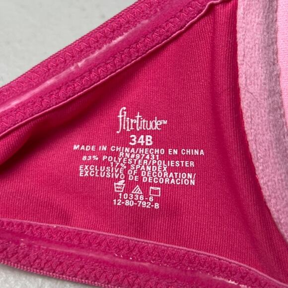 Flirtitude Pink Padded Petite Underwire Bra 34B - Picture 5 of 5